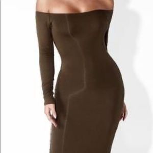 Olive off the shoulder dress